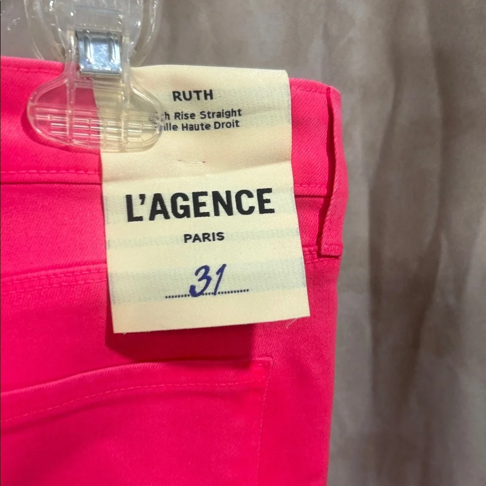 L'AGENCE Hot Pink denim coated Jeans - Picture 4 of 5